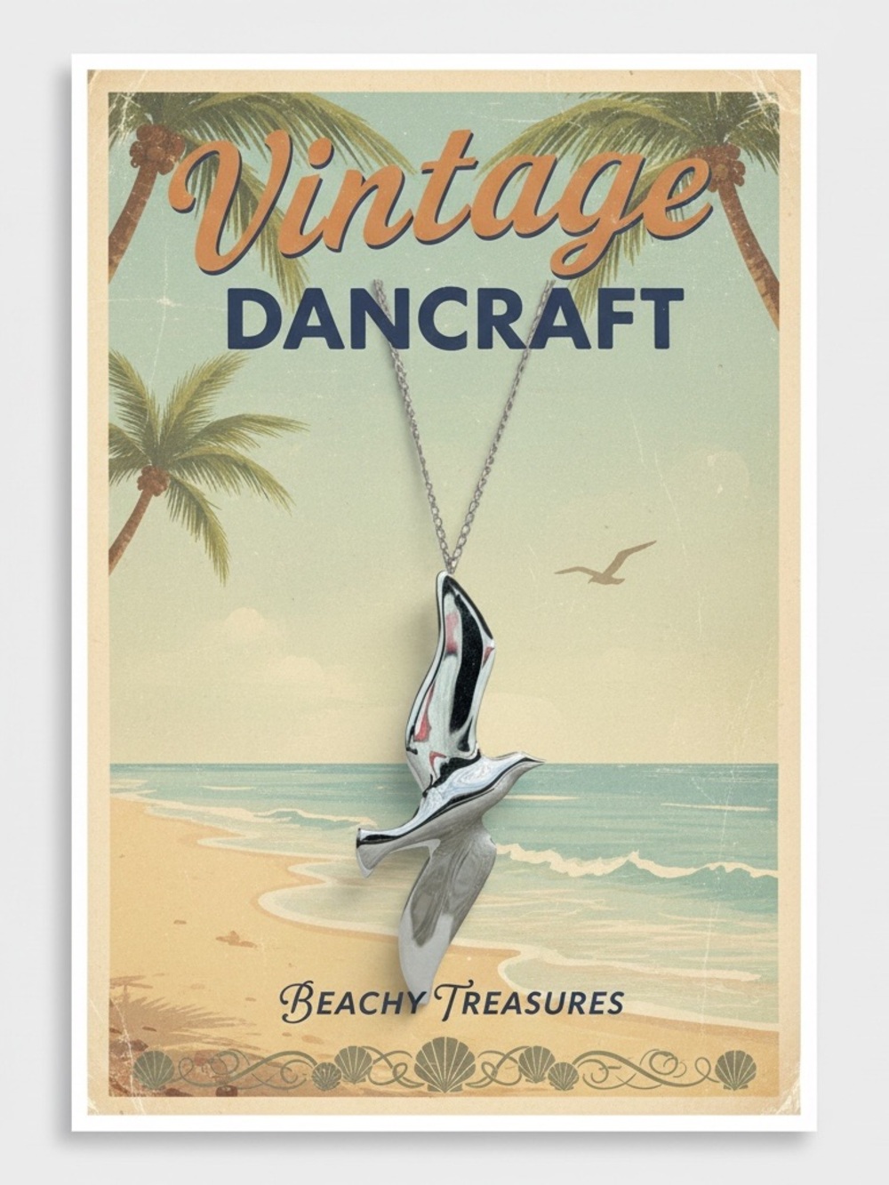 Vintage Danecraft Sterling Silver Flying Bird Necklace